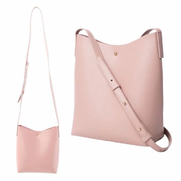 Samara FabFitFun Vegan Leather Suede Interior Peony Pink Medium Crossbody Bag - Picture 1 of 16